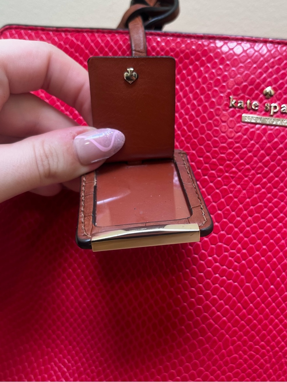 Kate Spade Angelika Prembrey Place Red Snake Embossed Leather & Suede Satchel - Picture 15 of 16